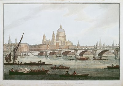 Vue du pont de Blackfriars et de la cathédrale Saint-Paul, gravée par J. C. Stadler, publiée par William Byrne - Joseph Farington